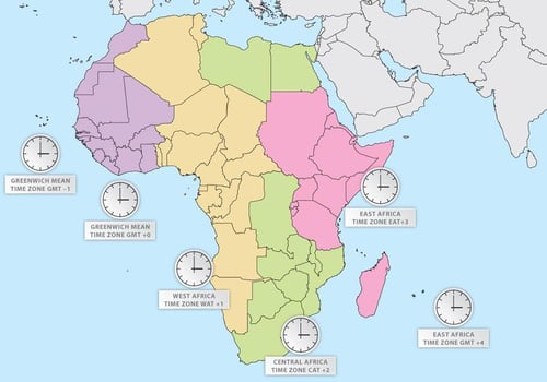 Africa Time Zones vector