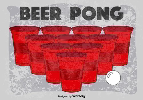 Vector Retro Poster Of Beer Pong Game