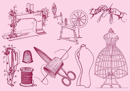 Fashion And Sewing Drawing vector