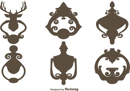 Vector Set Of Black Silhouettes Door Knockers