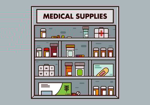 Free Pill Box and Medical Supplies Vector