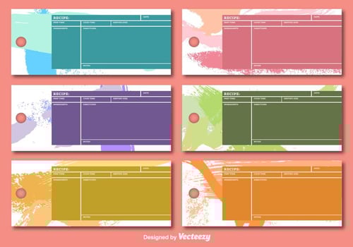 Recipe Cards Vector Blank Template