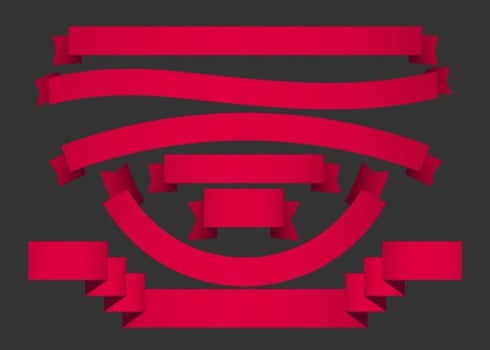 Vector Set Simple Red Ribbons
