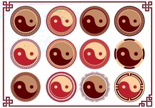Yin Yang Tai Chi Logo symbol collection vector