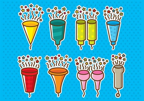 Party Popper Icons vector