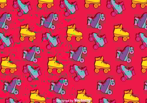 Retro Roller Skates Pattern Background vector