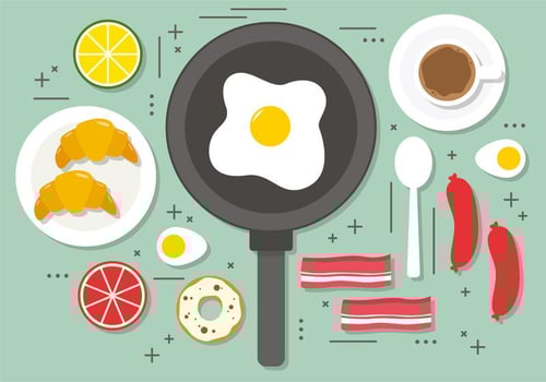 Flat Fried Egg Breakfast Vector Illustration