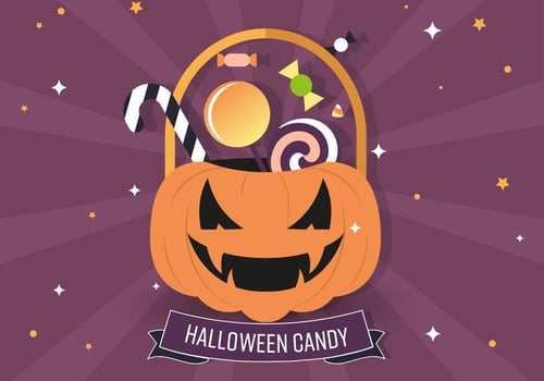 Jack-o-lantern Candy Bag Vector Illustration