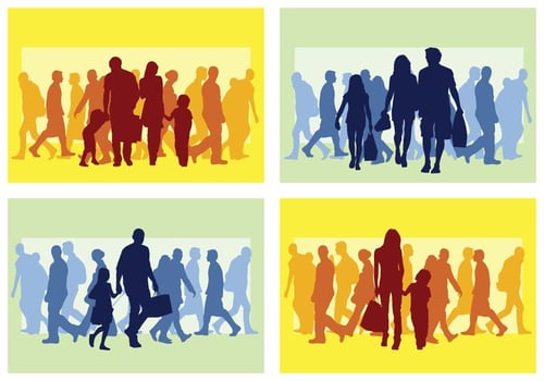 Family Shopping Silhouette vector