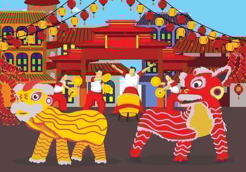 Free Lion Dance illustration vector