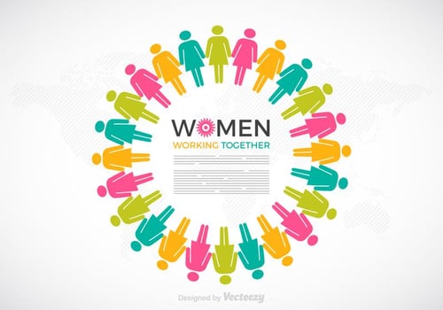 Women Working Together Vector Concept