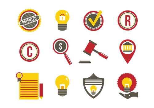 Patent Idea Protection Flat Icons  vector