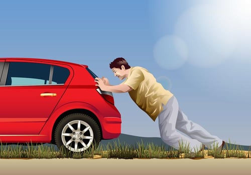 Vector Man Pushing A Car