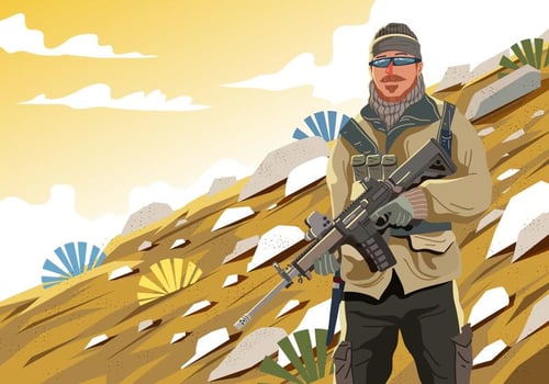 Army Carrying Ar15 vector