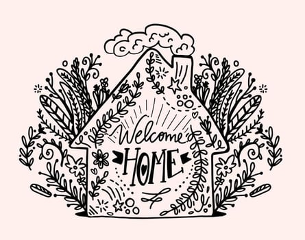 Hand Drawn Welcome Home Lettering Vector