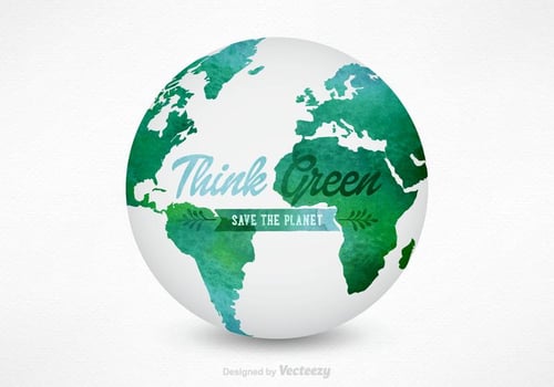 3D Watercolor World Map Globe Vector