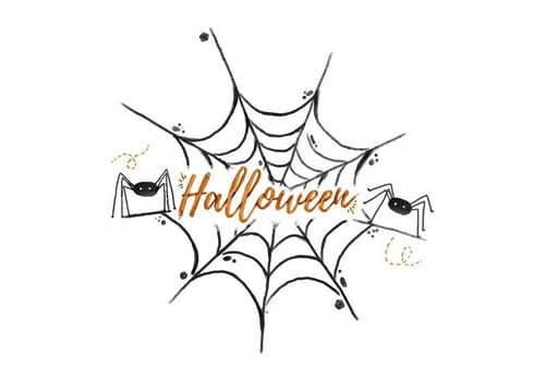 Spider Web Halloween Watercolor Vector