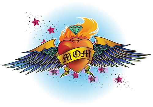 Mom Tattoo With Wing vector