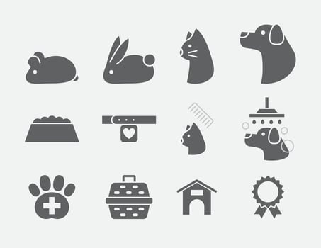 Gray Pet Care Icons vector
