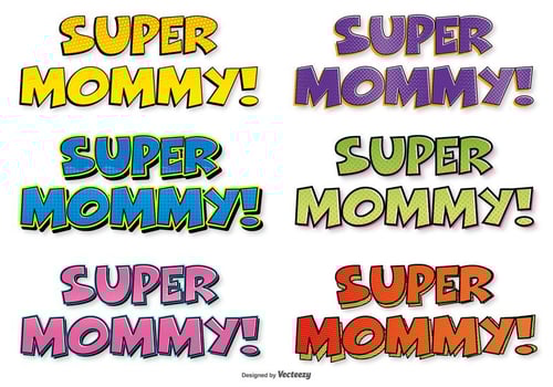 Super Mom Comic Labels vector