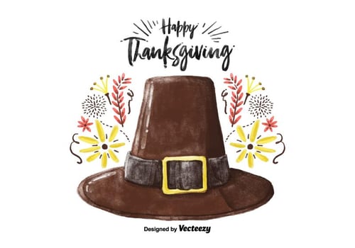 Decorative Thanksgiving Hat Watercolor Vector
