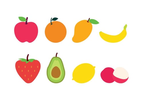 Flat Fruit Icons vector