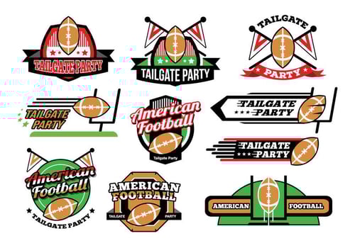American Football Tailgate Party Sticker Vectors
