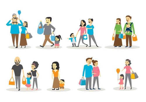 Free Set of Family Shopping vector
