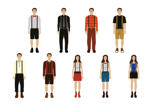 Man and Woman with Suspenders vector