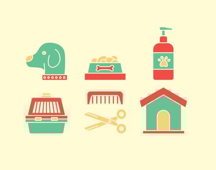 Dog Wash Element Icons Vector
