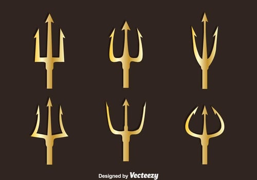 Golden Poseidon Symbol Vector