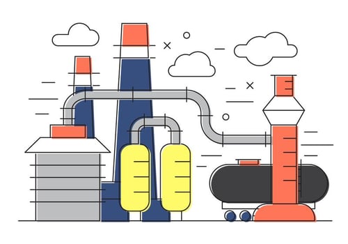 Oil Factory Vector Illustration