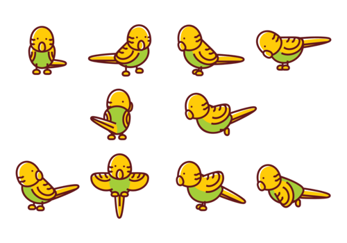 Budgie Cartoon Vectors