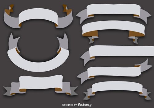 Set Of 8 Vector Flat Ribbons