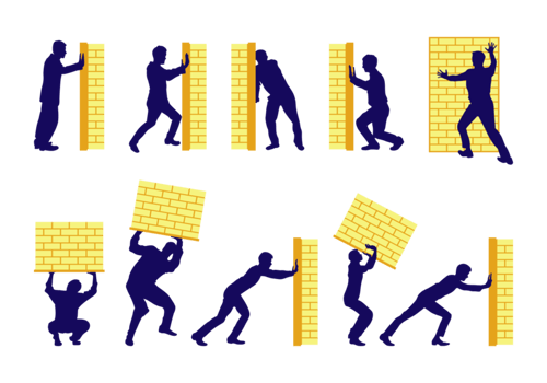 Silhouette Man Pushing a Wall vector