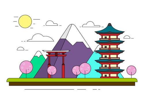 Free Japanese Landscape Illustration vector