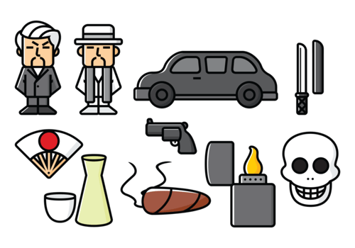 Yakuza, Japans Organized Crime Icons vector