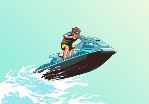 Wave Jumping Jet Ski Vector