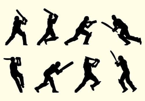 Silhouette Of Cricket Players vector