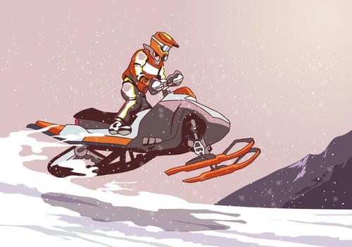 Snowmobile Jumping vector
