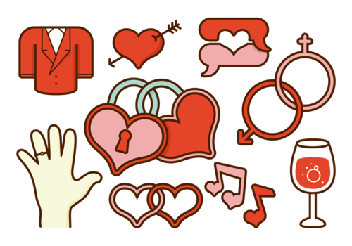 Elements Marry Me icons vector