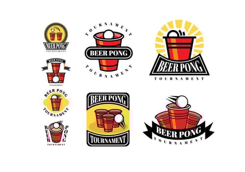 Beer Pong Patches and Logos vector