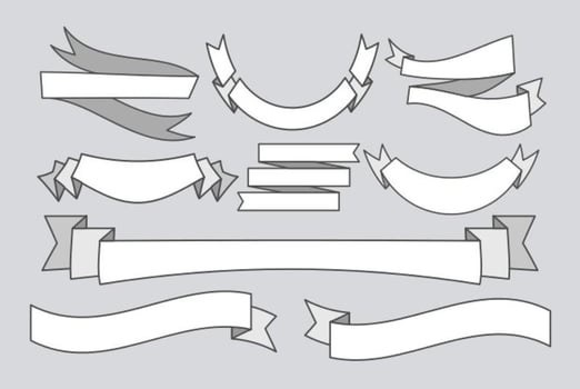 Vector Flat Blank Banners Ribbons