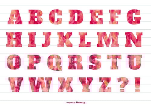Pink Watercolor Textured Alphabet vector