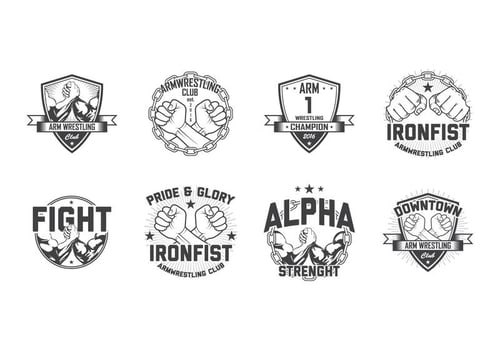 Arm Wrestling Badge Vector