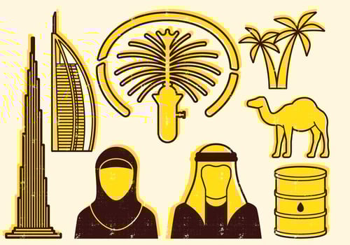 United Arab Emirates Line Icons vector