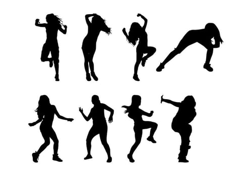 Zumba Dance Silhouettes Vector