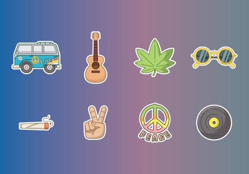 Free Hippie Stickers Vector