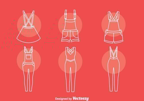 Overalls Line Icons Set vector