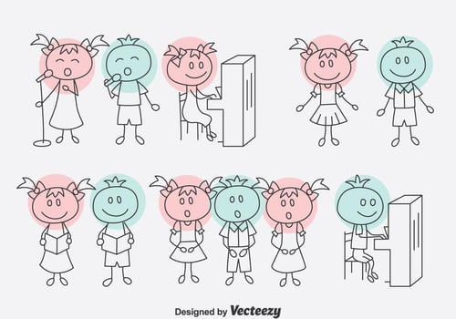 Hand Drawn Cartoon Choir Vector Set
